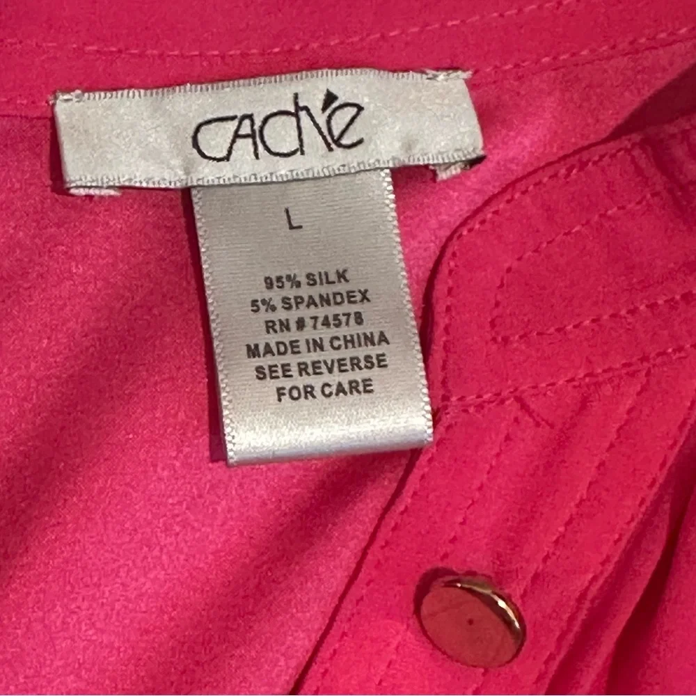 Cache Fuchsia Button-Up Silk Blouse - Picture 6 of 7